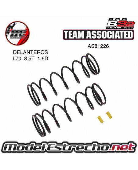 ASSOCIATED RC8B3.2 MUELLES DELANTEROS V2 AMARILLO 5.7 IB/in L70 8,5T 1.6D Ref: AS81226