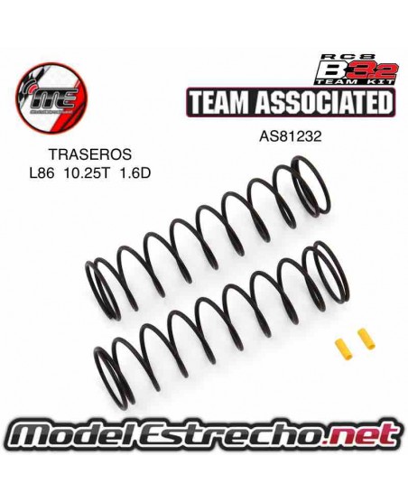 ASSOCIATED RC8B3.2 MUELLES TRASEROS V2 AMARILLO 4.4 IB/in L86 10,25T 1.6D