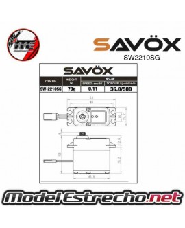 SERVO SAVOX SW2210SG WATERPROOF 7,4V 36Kg 0.11 Seg. Ref: SW2210SG