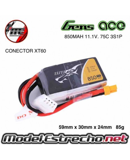 copy of BATERIA GENS ACE 8500MAH 11.1V. 50C 3S1P CONECTOR EC5