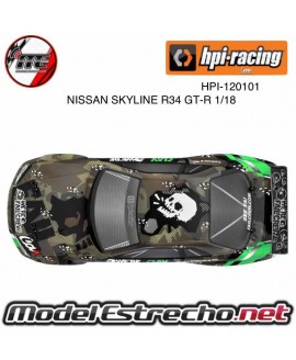 HPI MICRO RS4 DRIFT FAIL CREW NISSAN SKYLINE R34 GT-R 1/18  HPI-120101