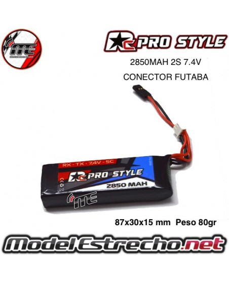 BATERIA RECEPTOR RX / EMISORA TX  RC PROSTYLE 2850mha 7,4v 2S

Ref: PROSTYLE-RX-TX-2850