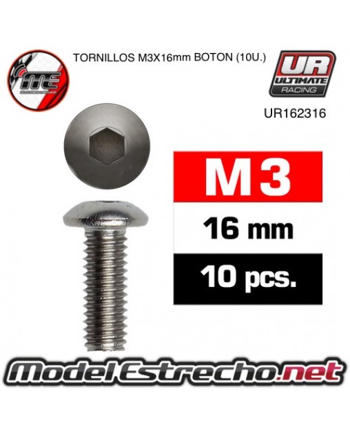 TORNILLOS SIG M3x16mm BOTON (10U.) 

Ref: UR162316