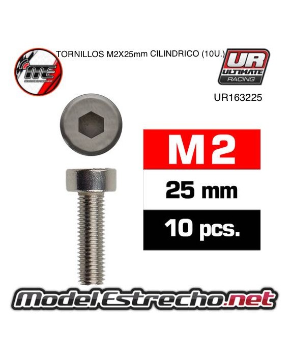 TORNILLOS M2x25mm CILINDRICO (10U.) 

Ref: UR163225