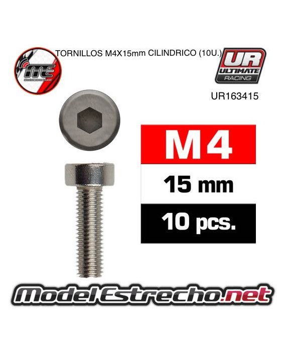 TORNILLOS M4x15mm CILINDRICO (10U.) 

Ref: UR163415