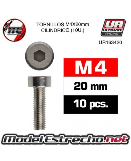 TORNILLOS M4x20mm CILINDRICO (10U.) 

Ref: UR163420