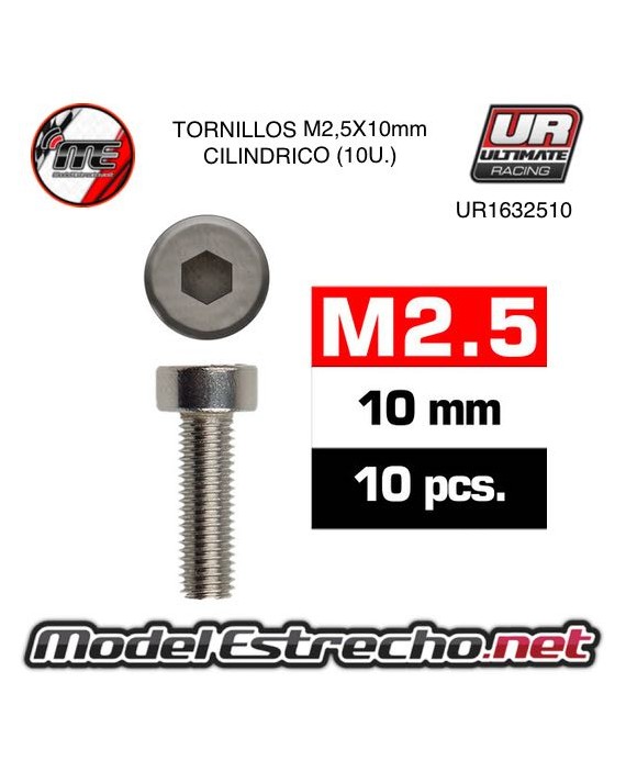TORNILLOS M2.5x10mm CILINDRICO (10U.) 

Ref: UR1632510