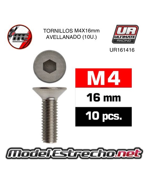 TORNILLOS M4x16mm AVELLANADOS (10U.) 

Ref: UR161416