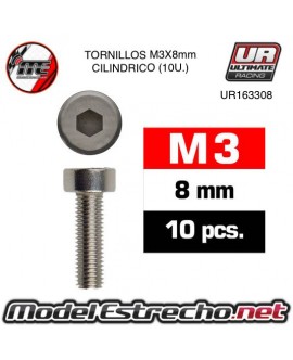 TORNILLOS M3x8mm CILINDRICO (10U.) 

Ref: UR163308