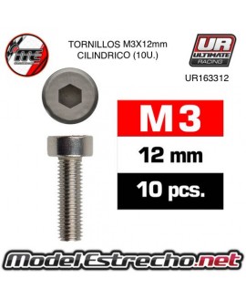 TORNILLOS M3x12mm CILINDRICO (10U.) 

Ref: UR163312