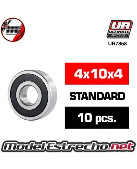 BALL BEARINGS, BLACK RUBBER SEALED (4X10X4MM) (2)