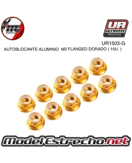 TUERCAS AUTOBLOCANTE ALUMINIO M3 FLANGED AZUL (10U.)