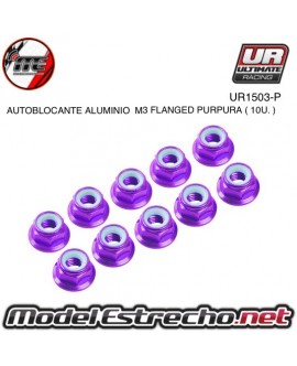 TUERCAS AUTOBLOCANTE ALUMINIO M3 FLANGED AZUL (10U.)