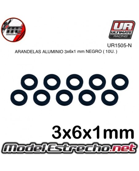 ARANDELAS ALUMINIO 3x6x1 mm NEGRA  (10u.)

Ref: UR1505-N