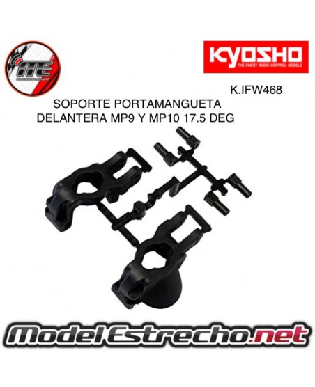 SOPORTE DELANTERO PORTAMANGUETA KYOSHO INFERNO MP9-MP10 17.5 DEG.

Ref: K.IFW468