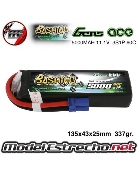 Gens Ace BASHING 5000mha 11,1v 50C 3S1P Lipo EC5 

Ref: B-50C-5000-3S1P-Bashing