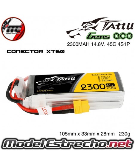 BATERIA LIPO TATTU 2300mah 14.8v 45C 4S1P CON XT60

Ref: TAA23004S45X6