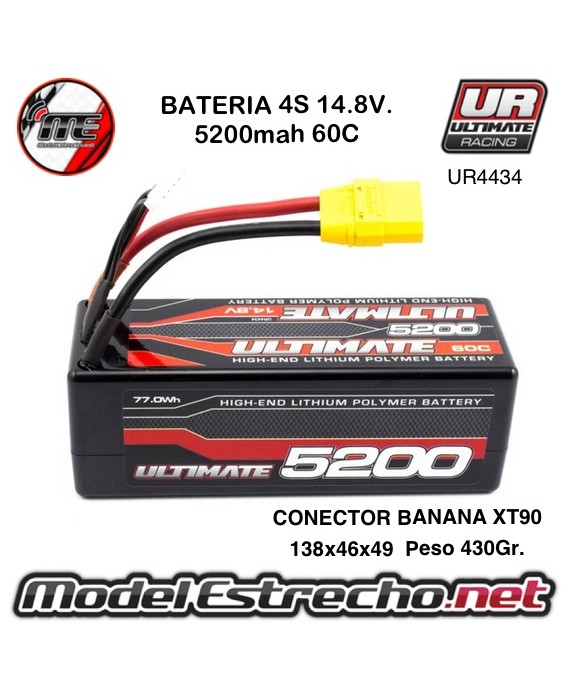 BATERIA 5200mha 14,8v 60C 4S HardCase Lipo XT90 ULTIMATE

Ref: UR4434
