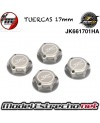 TUERCAS DE RUEDAS CERRADA DE ALUMINIO 17mm ANODIZADO DURO

Ref: JK661701HA