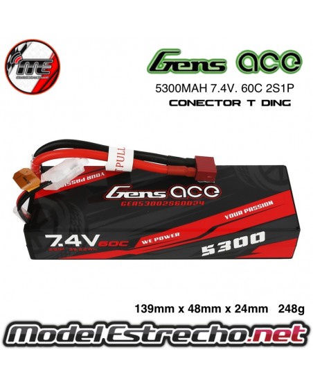 Gens Ace 5300mha 7,4v 65C 2S2P HardCase Lipo