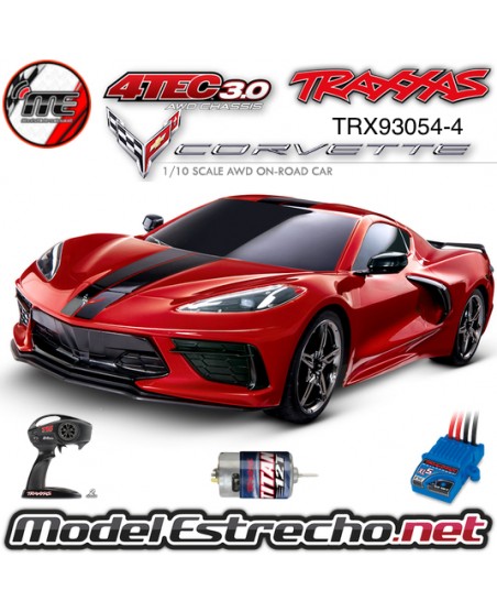 TRAXXAS CORVETTE CHEVROLET STINGRAY 1/10 SCALE AWD SUPERCAR 4-TEC 3.0 ROJO TRX93054-4RED