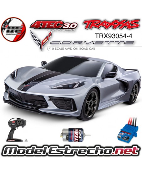 TRAXXAS CORVETTE CHEVROLET STINGRAY 1/10 SCALE AWD SUPERCAR 4-TEC 3.0 GRIS  TRX93054-4SLVR