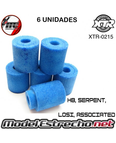 ESPUMA FILTRO ACEITADAS INT/EXT HB, SERPENT, LOSI, ASSOCIATED ( 6U.)

Ref: XTR-0215