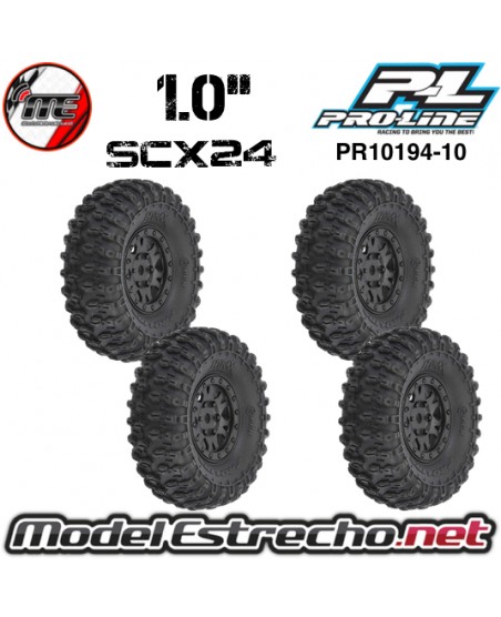 RUEDAS PROLINE 1/24 HYRAX FRONT/REAR 1.0" MONTADOS 7mm SCX24 (4U.)