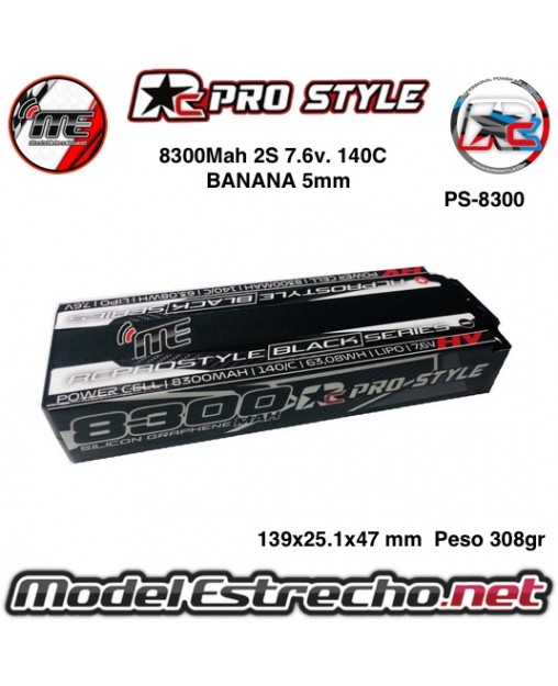 BATERIA RC PRO STYLE GRAPHENE 8300mha 7,6v 140C 2S2P HardCase Lipo 5mm

Ref: PS-8300