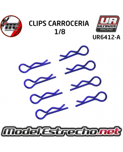 CLIPS CARROCERIA 1/8 L+R AZUL ( 8U.)

Ref: UR6412-A