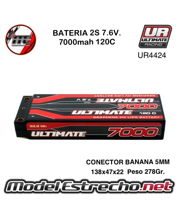 BATERIA ULTIMATE GRAFENO HV LIPO STICK 7.6v. 7000mah 120c CONEXION 5mm

Ref: UR4424