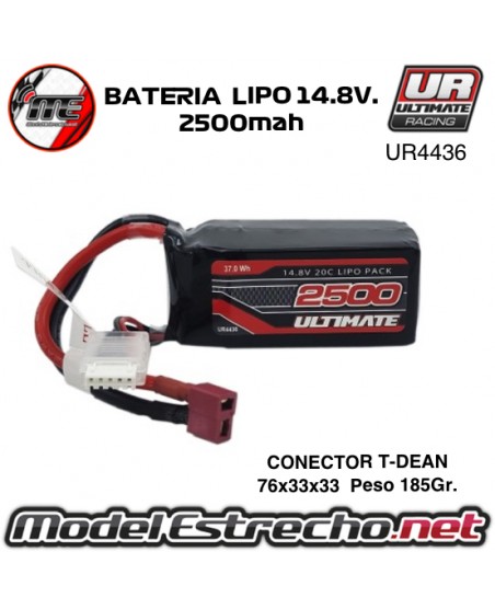 BATERIA ULTIMATE LIPO SOFT CASE 14,8V. 2500MAH 20C T-DEAN