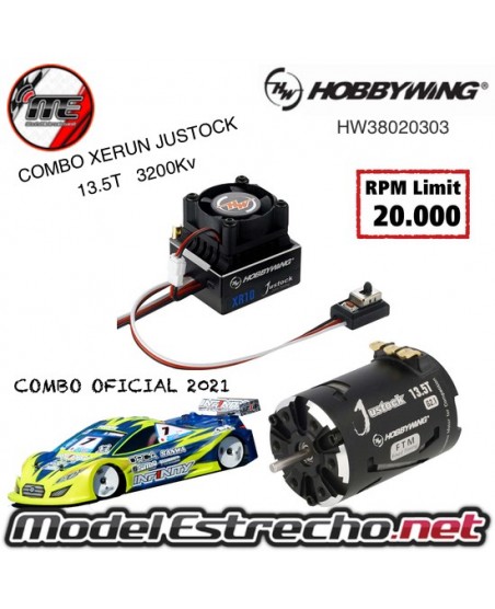 COMBO HOBBYWING XERUN JUSTOCK G2.1 MOTOR 13.5T  3200Kv 1/10 Stock RPM LIMIT 20.000