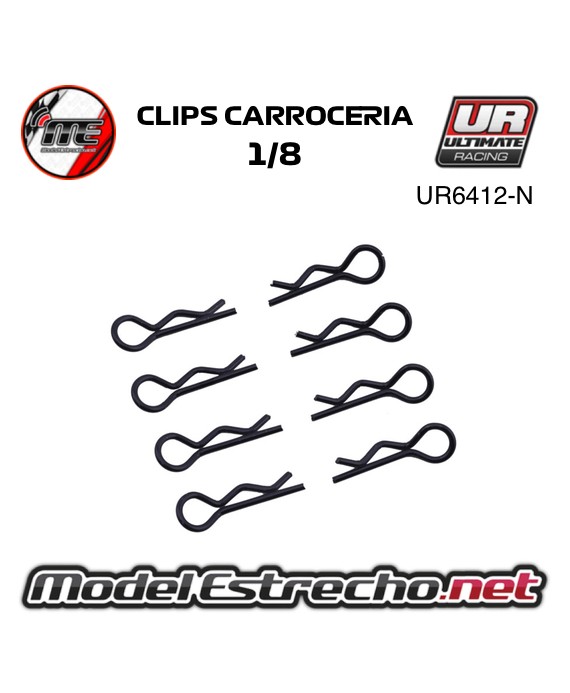 CLIPS CARROCERIA 1/8 L+R NEGRO ( 8U.)

Ref: UR6412-N