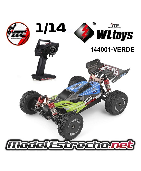 COCHE ELECTRICO RTR 1/14 BUGGY 4WD 2.4 MOTOR 550 60Km/h WLTOYS VERDE