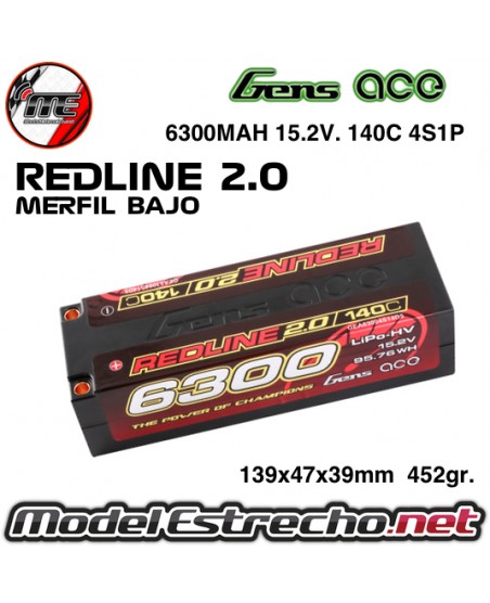 GENS ACE REDLINE SERIES 6300MAH 15.2v. 140C HV 4S1P HARDCASE