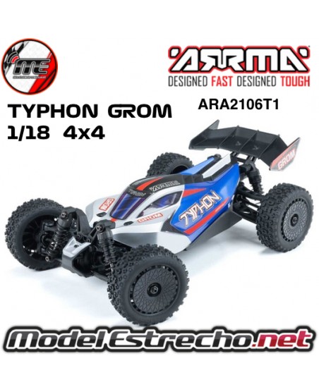 ARRMA 1/18 TYPHON GROM BRUSHED 4WD BUGGY RTR AZUL ARA2106T1