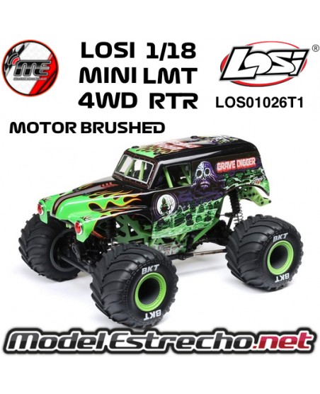 LOSI 1/18 MINI LMT 4x4 BRUSHED MONSTER TRUCK RTR GRAVE DIGGER