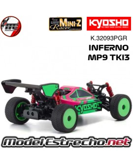 KYOSHO MINI-Z MB010 RTR 4WD INFERNO MP9 TKI3 ROSA/VERDE K.32093PGR
