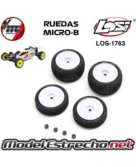 NEUMATICOS Y RUEDAS MONTADAS LOSI MICRO-B 1/24 BLANCO LOS-1763