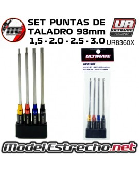 SET DE PUNTAS DE TALADRO POWER TOOL PRO 98mm CON INDICADOR ( 1.5 - 2.0 - 2.5 - 3.0 ) UR8360X