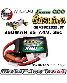 BATERIA GENS ACE 350mah 2S 7.4v. 35C LIPO CON JST-PHR