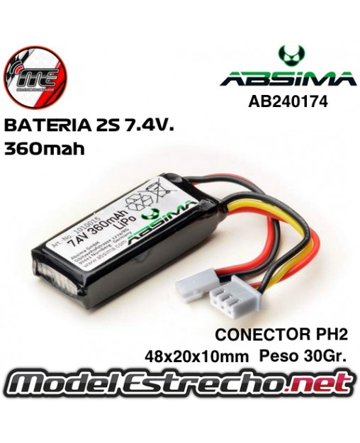 BATERIA ABSIMA LIPO 2S 7.4v. 360mah 1010015