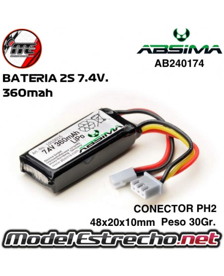 BATERIA ABSIMA LIPO 2S 7.4v. 360mah 1010015