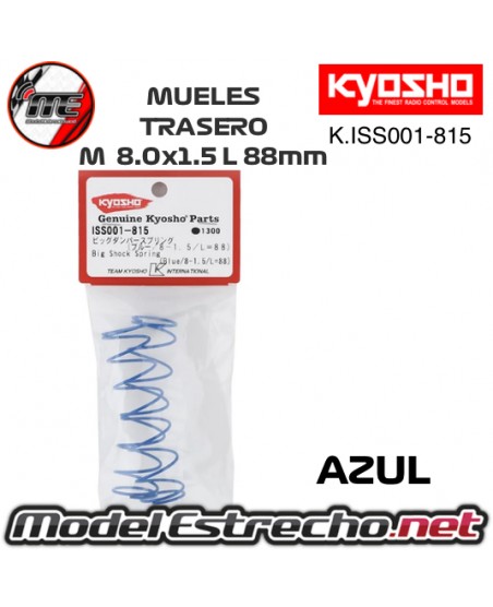 MUELLES TRASERO AZUL M 8.0x1.5 L 88mm BIG BORE KYOSHO ISS001-815
