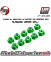 TUERCA M3 FLANGED AUTOBLOCANTE ALUMINIO VERDE (10U.) UR1503-GR