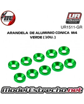 ARANDELA ALUMINIO CONICA VERDE M4 (10u.) UR1511-GR