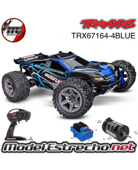 TRAXXAS RUSTLER 4x4 BL-2S BRUSHLESS 1/10 4WD TQ 2.4Ghz AZUL