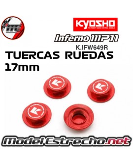 TUERCAS DENTADAS CIEGAS ROJAS 17 mm KYOSHO INFERNO K.IFW649R