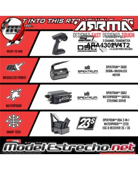 ARRMA GRANITE 223S DSC MONSTER TRUCK V4 3S BRUSHLESS 4WD MT RTR ROJO ARA4302V4T2